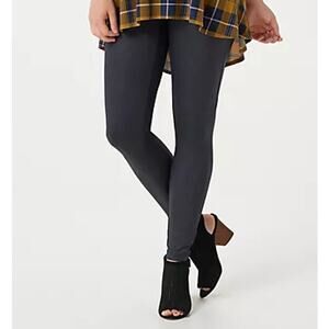 Faux Leather Leggings QVC Women With Control X-Large Dark Gray Tummy Control XL